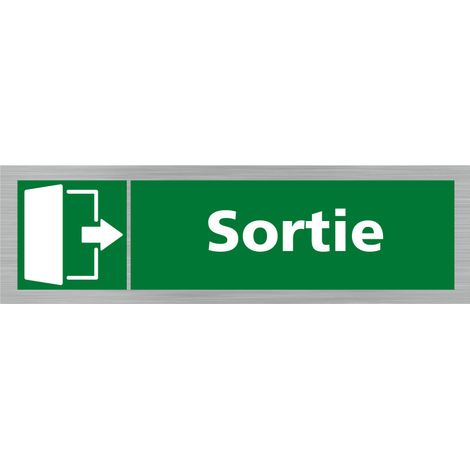 Pictogramme SORTIE VERS LA DROITE (Q0383).- Adhésif aspect aluminium brossé - (1/5)