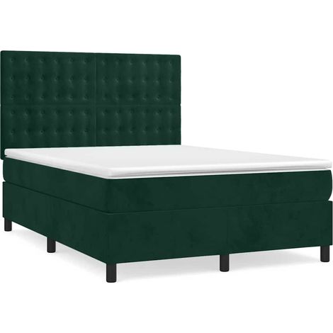 Maison Exclusive - Giroletto a Molle con Materasso Verde Scuro 140x200 cm Velluto (1/5)