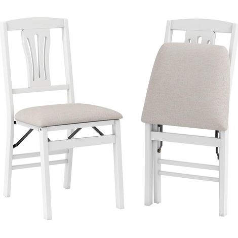 COSTWAY Set di 2 Sedie Pieghevoli, Sedie con Sedili Comodi con Struttura in Legno di Gomma e Piedini Andiscivoli, Senza Montaggio, Ideale per Sala da Pranzo e Cucina (1/5)