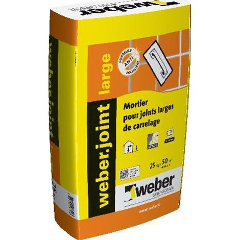Weber Saint-Gobain Weberjoint large gris ciment 25 kg pour carrelage sol planchers chauffants