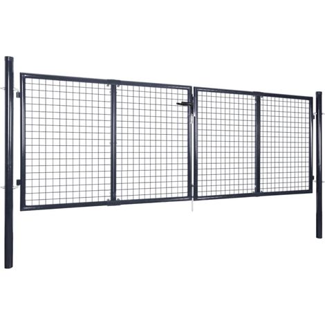 Portail de jardin,Portail de clôture,Portail en maille Acier galvanisé 289x100 cm Gris CFW28328
