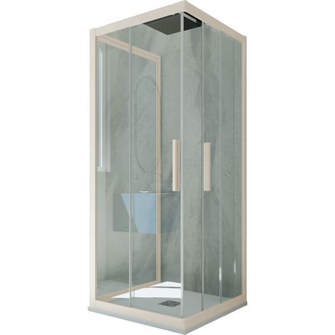 3-seitige Duschkabine 80x90x80 Klarglas Champagne Kolors Trio