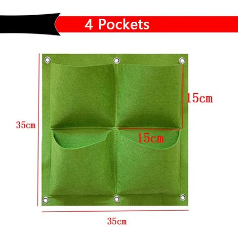 Sac de plantation vertical mural, pot de culture pour légumes et plantes aromatiques, jardinière suspendue pour balcon et terrasse, 4 poches, vert (1/5)