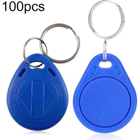 100 blaue RFID-Proximity-Karten-Schlüsselanhänger für die Zutrittskontrolle (Ausweiskarte) (1/5)