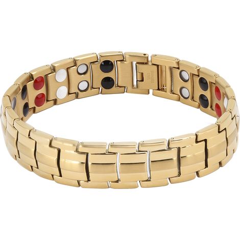 Bracelet magnétique homme or anti-fatigue soulagement douleur soin santé aimant puissant (1/5)