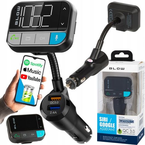 Trasmettitore FM, Bluetooth 5.0, kit vivavoce, SD, QC, 3 porte USB, Siri/Google (1/5)