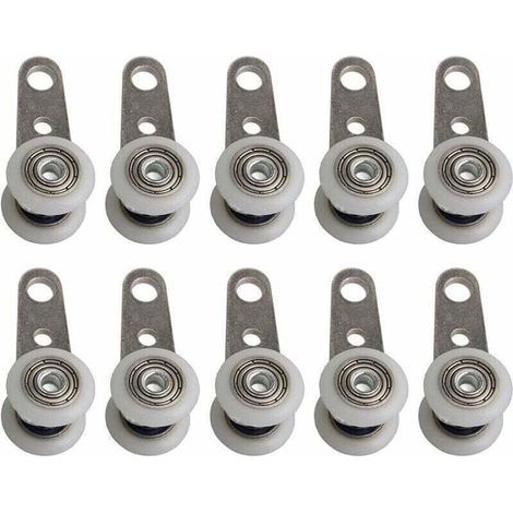 Lot De 10 Roulettes Pour Baies Vitres Ou Portes Coulissantes - En Mtal Et En Plastique - 4,5 X 1,9 Cm, (1/4)