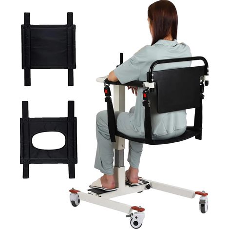 Fauteuil de transfert élévateur pour patient, modèle portable, capacité de charge maximale de 125 kg, blanc (1/5)
