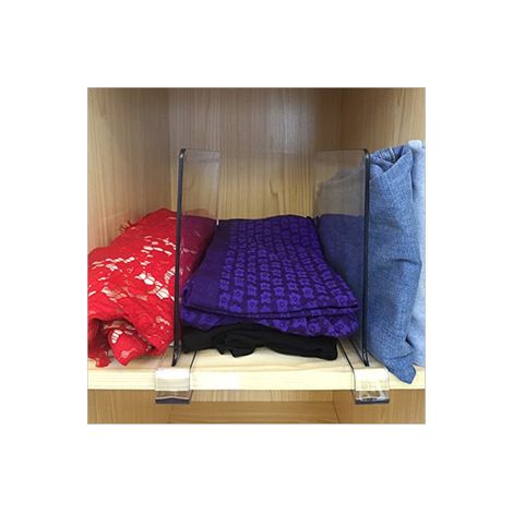 4 séparateurs transparents en acrylique – Cloisons pour armoires et bibliothèques – Maintien des vêtements et livres (1/5)