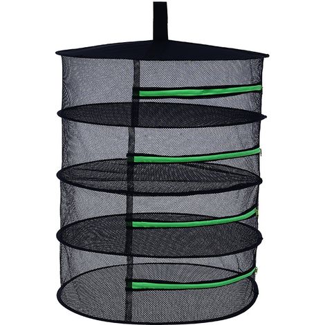 Filet de séchage Herbes Noir, Séchoir à herbes suspendu à 4 couches avec fermeture à glissière, Filet de séchage en maille pour herbes, plantes, viande, fleurs, oignons, poisson, légumes