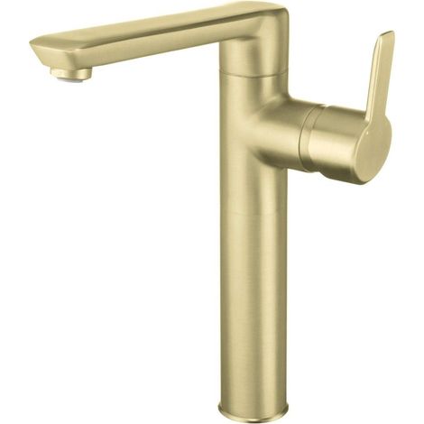 Miscelatore lavabo alto maniglia laterale finitura oro spazzolato - Stapol