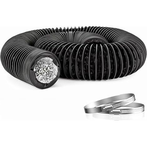 Gaine Vmc 80mm Tuyau Evacuation Seche Linge 6m Tuyau de Chauffage Flexible PVC Gaine de Ventilation en Aluminium avec 2 Colliers de Serrage en Acier (1/5)