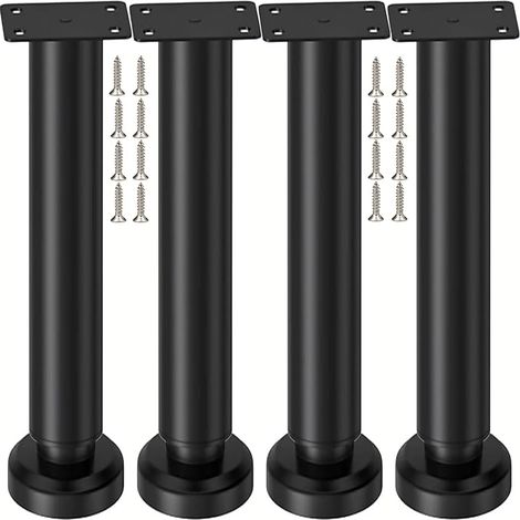 Set of 4 Adjustable Black Metal Furniture Legs, 25-42 cm (1/5)