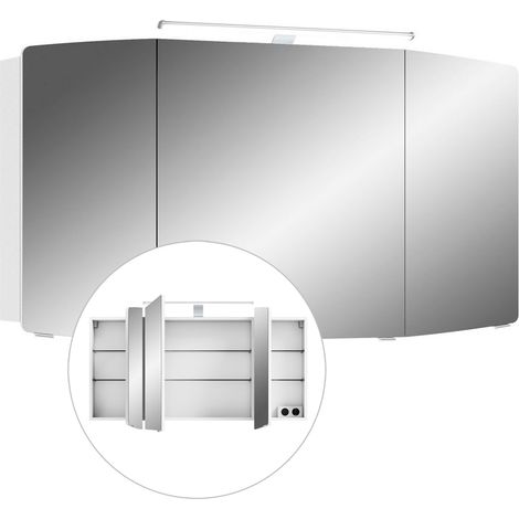 Badezimmer Spiegelschrank 120cm inkl. LED-Beleuchtung, CERVIA-66 in weiß, B/H/T: 120/67/17 cm (1/5)