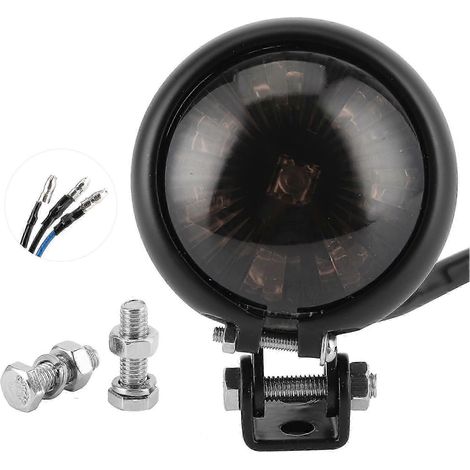 Feu arrière à LED avec tige de fixation à vis universelle pour moto 12 V, boîtier noir, lentille fumée (1/4)