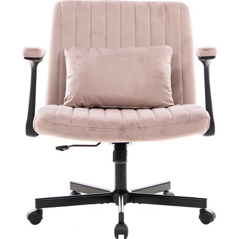 Sedia da ufficio in velluto rosa girevole regolabile con braccioli pieghevoli MODENUIT (1/3)