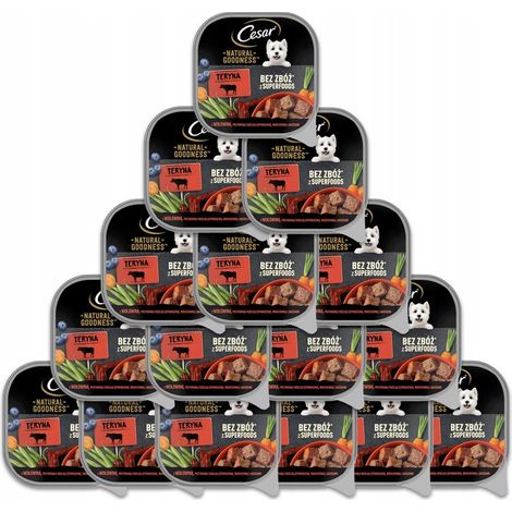 CESAR getreidefreies Nassfutter für Hunde mit Rindfleisch und Gemüse in Terrine 16 x 100 g