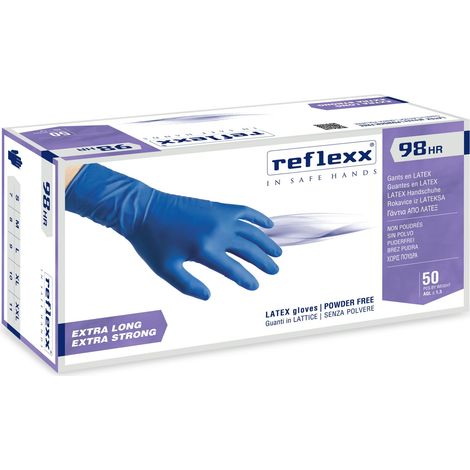 Reflexx R98 Guanti Lattice No Polvere Clorinati 18.5gr Cat.3 Blu 50 Pezzi XXL