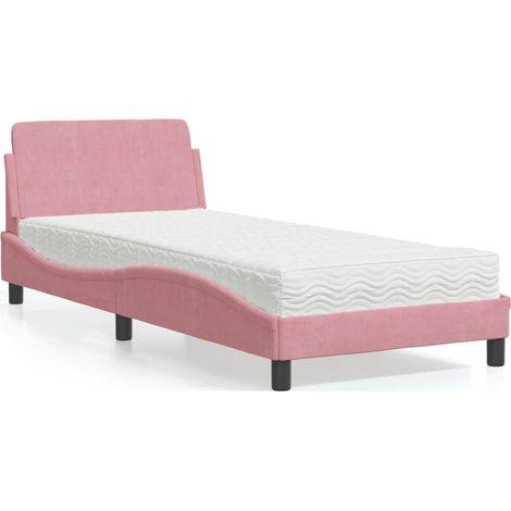 Bett mit Matratze "Dover" Rosa 80x200 cm Samt