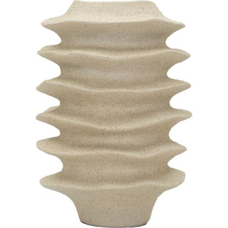 Vase Déco Cylindrique "Onda" 35cm Sable (1/5)