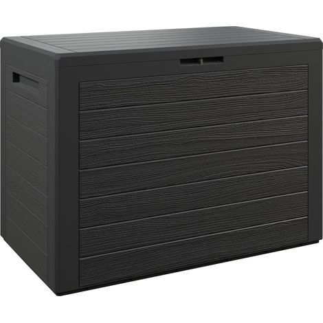 CASARIA® Baule da Giardino Effetto Legno Contenitore da esterno Box portacuscini Cassapanca per esterni Antracite (1/8)