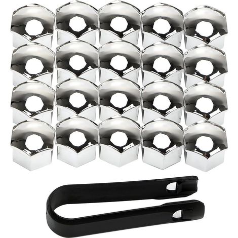 BRAVIX Couvercle d'écrou de roue 17mm Couvercle d'écrou de boulon 20 Couvercle d'écrou Couvercle d'écrou de boulon de roue Argent (1/5)
