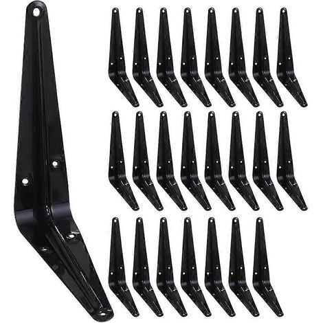 Set mit 24 schwebenden Regalträgern (15 cm / 6 Zoll) für Holzregale, schwarzes Metall, mit L-förmiger Halterung. (1/5)