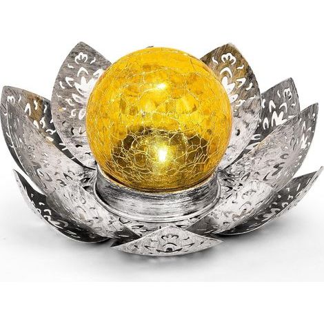 Solar Lamp Outdoor Lotus Garden Decoration Exterior Garden Decor Warm Light Garden LED Solar Lamp for Lawn Path, Patio, Balcony Gray (1/5)