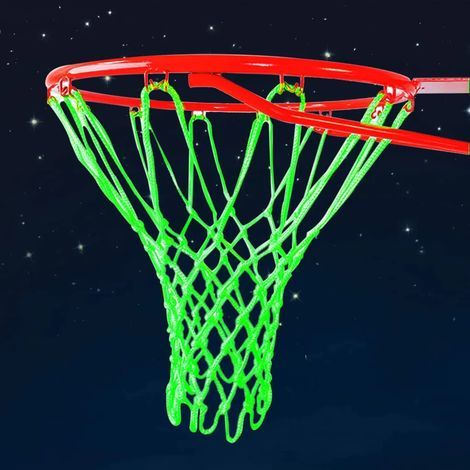 Im Dunkeln leuchtendes, wetterfestes Nylon-Basketballnetz für Outdoor-Sportarten. Standardmäßig dickes, wetterfestes Basketballnetz. (1/5)