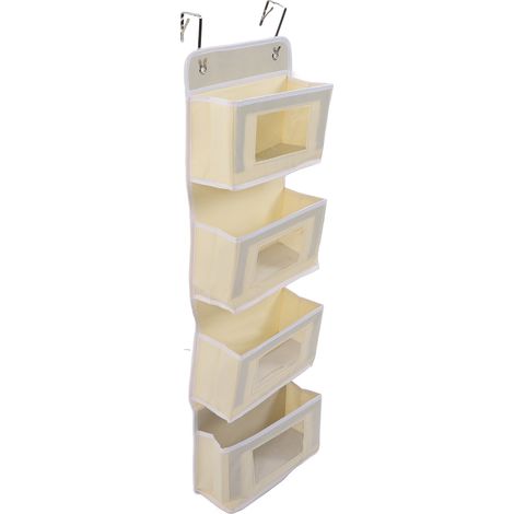 Türhänger-Wandorganizer mit Haken für Speisekammer, Kinderzimmer, Küche, Kleiderschrank, Studentenwohnheim, Beige, 4 Taschen (1/5)