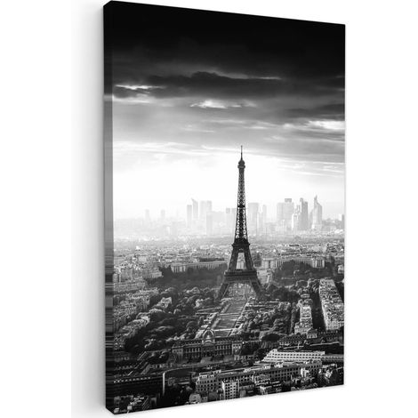 CUADRO EN LIENZO París - Skyline - Torre Eiffel - Ciudad - Nubes Decoracion Pared Salon 20x30 cm