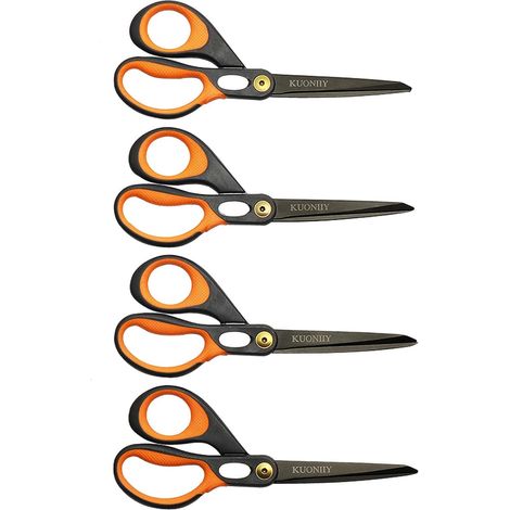 Ciseaux, Lame Recouverte de Titane Ultra-tranchante, Manche Douce et Confortable, Ciseaux à Multi-usages, 20,3 cm, Noirs, Jaune (1/5)