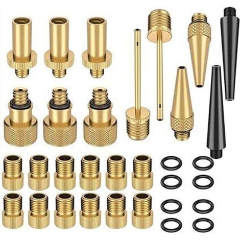 Ensemble d'adaptateurs de Valve de vélo, adaptateur d'aiguille pneumatique, ensemble d'adaptateurs de Valve portables, accessoires de vélo multifonctionnels (1/4)