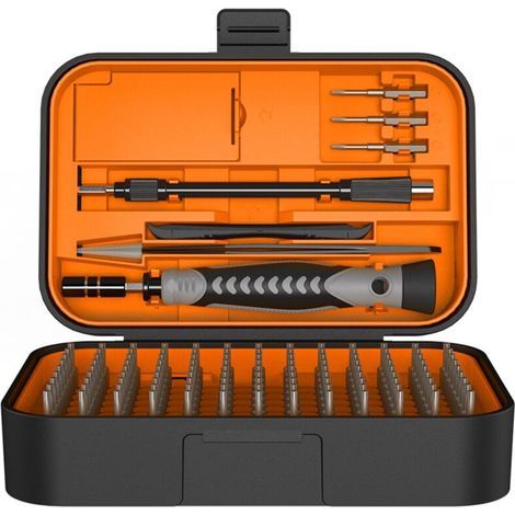 Jeu de tournevis de précision pour réparation électronique, 130 en 1, 117 pièces, chrome vanadium, antidérapant, antirouille, orange (1/5)