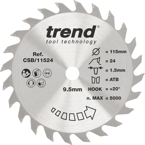 Lame de scie circulaire 115 mm, 24 dents TCT, alésage 9,50, 1,5 mm (1/5)