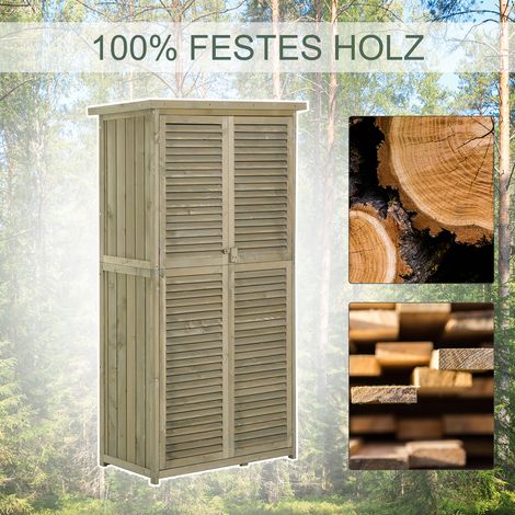 Abri de jardin en bois avec toit en feutre, armoire de rangement Ă 4 compartiments, porte Ă lamelles, gris 87 x 46,5 x 160 cm (1/5)