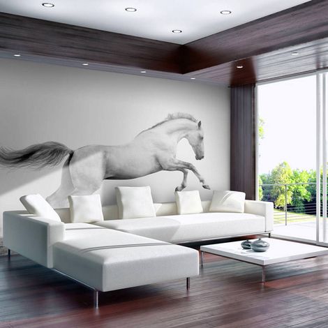 Papier peint galop blanc - 350 x 270 cm