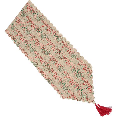 Chemin de table de Noël élégant, magnifique, exquis, motif classique, résistant, en lin anglais (1/5)