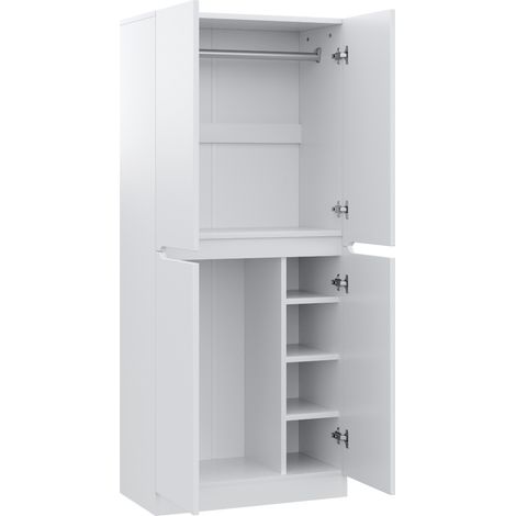Armoire blanche 70 x 40 x 170 cm avec double porte et petit compartiment de rangement (1/5)
