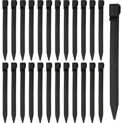 Paquete de 22 estacas de plástico resistentes de 24,4 cm - Estacas de plástico para tiendas de campaña - Anclaje al suelo con ganchos para bordes de césped negros - Estacas para cercas de pasto - Bord (1/5)