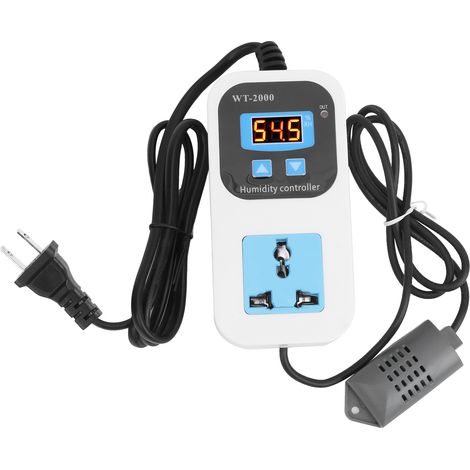 WT2000 Digitaler Feuchtigkeitsregler – 0–99 % relative Luftfeuchtigkeit, intelligenter Stecker für Luftbefeuchter/Luftentfeuchter, 110–220 V
