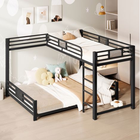 Etagenbett 90x200/140x200 cm Mit Schwarzem Metallgestell (1/5)