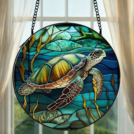 Attrape-soleil vitrail hibou 30 cm décoration suspendue fenêtre animal coloré cadeau (1/5)