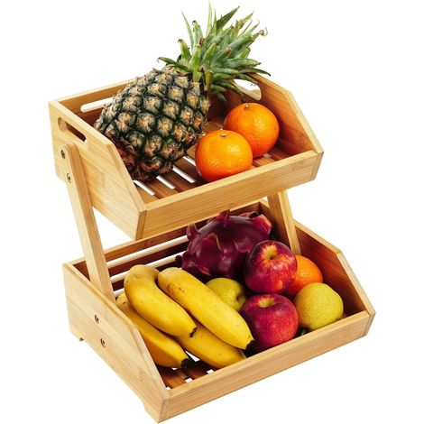 Frutero de bambú - Almacenamiento escalonado para cocina y despensa (1/5)