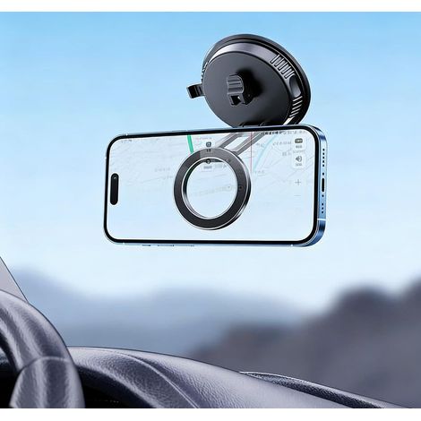 Support Téléphone Voiture Magnétique Compatible MagSafe 360° avec Ventouse Réglable Universelle, Support Smartphone pour Tableau de Bord Auto (1/5)