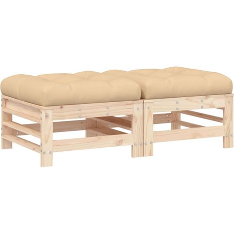 Maison Exclusive - Repose-pieds de jardin avec coussins lot de 2 bois pin massif