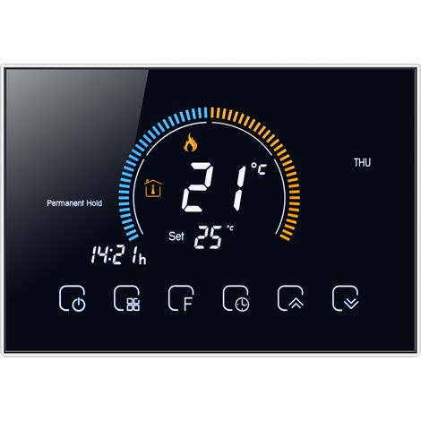 Thermostat programmable 95-240 V, 5+1+1 périodes, écran tactile LCD rétroéclairé, fonction de verrouillage du thermostat pour chaudière à eau/gaz. (1/5)