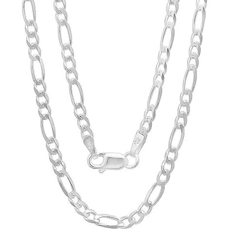 1 Collier argent 925,maille Figaro 5 mm,fermoir mousqueton,longueur 51 cm,homme et femme (1/5)