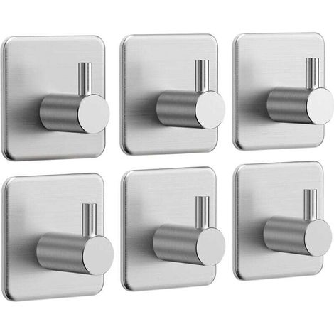 Pack Adhesive Hooks, Towel Holder, Stainless Steel Bathroom Wall Hooks, Waterproof Self-Adhesive Towel Hooks for Kitchen, Living Room and Office MUMU (1/4)