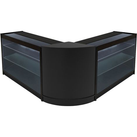 Set Banconi Nero Helios LED K1200 CM60 con Ante Scorrevoli, Chiavi, 3 Mobili Espositivi in Vetro con Ripiani Interni, Illuminazione Bianca per Negozio, Gioielli, Abbigliamento (1/5)